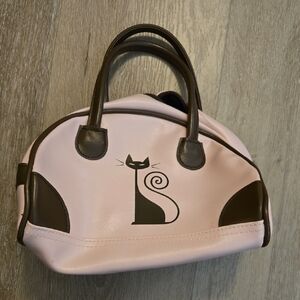 Chic Pink Cat Design Handbag